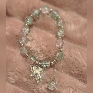 Elegant Silver and Pastel Beaded Bracelet